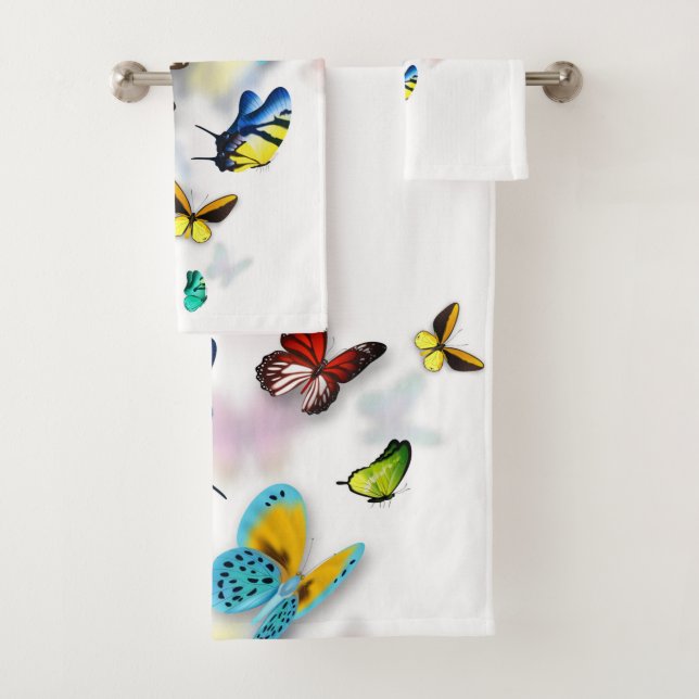 Colourful  butterfly    bath towel set (Insitu)