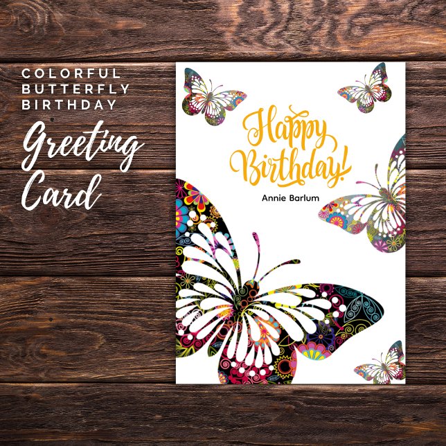Colourful Butterfly Birthday Card (Colorful Butterfly Birthday )