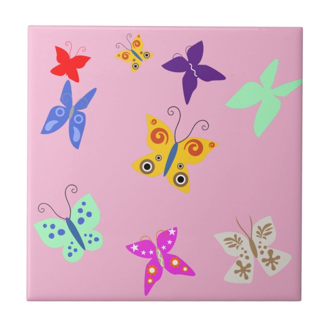 Colourful Butterfly  Ceramic Tile (Front)