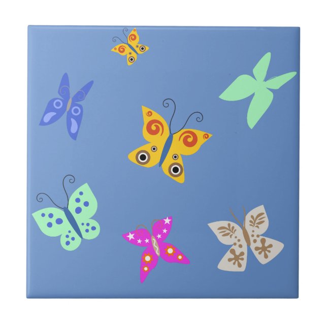 Colourful Butterfly  Ceramic Tile (Front)