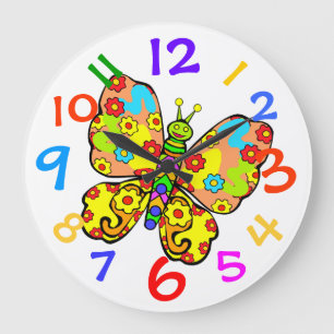Colourful Butterfly Childs Room Wall Clock