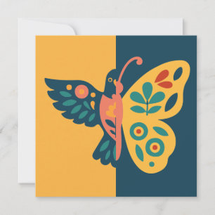 Colourful butterfly decoration with floral element invitation