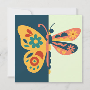 Colourful butterfly decoration with floral element invitation