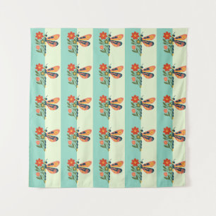 Colourful butterfly decoration with floral element tapestry