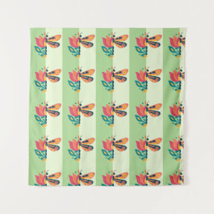 Colourful butterfly decoration with floral element tapestry