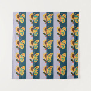 Colourful butterfly decoration with floral element tapestry
