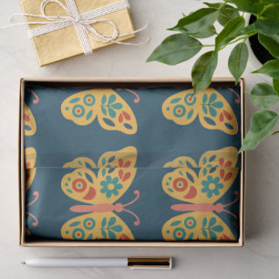 Colourful butterfly decoration with floral element tissue paper