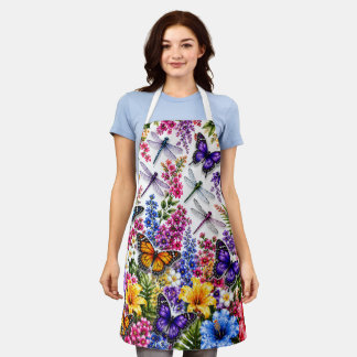 Colourful Butterfly & Dragonfly Floral Apron