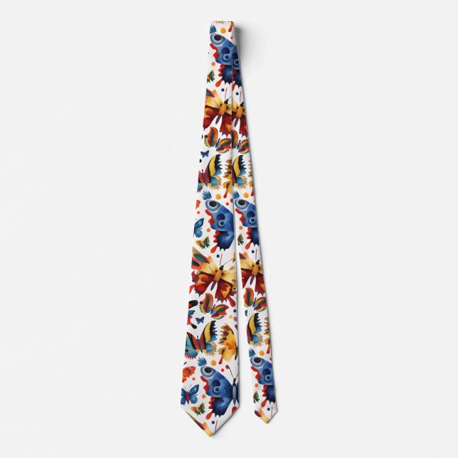 Colourful Butterfly drawing  Tie (Front)