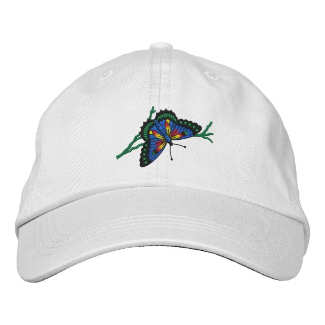 Colourful Butterfly Embroidered Cap (Front)