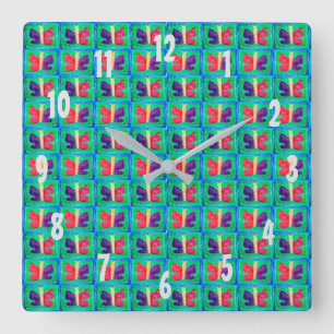 Colourful Butterfly Filters Basic Square Wall Clock