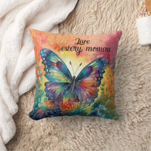 Colourful Butterfly Flowers Inspirational Live Cushion