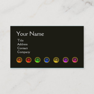 COLOURFUL BUTTERFLY GEM STONES BLACK  WHITE RED BUSINESS CARD