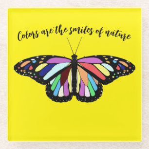 colourful butterfly glass coaster