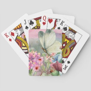 Colourful Butterfly Kisses Among Wildflowers Playing Cards