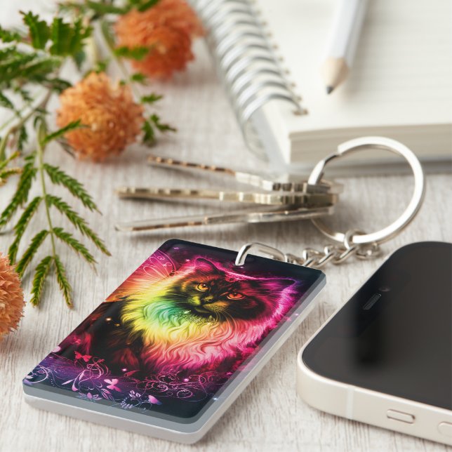 Colourful Butterfly Kitty Key Ring (Front Right)