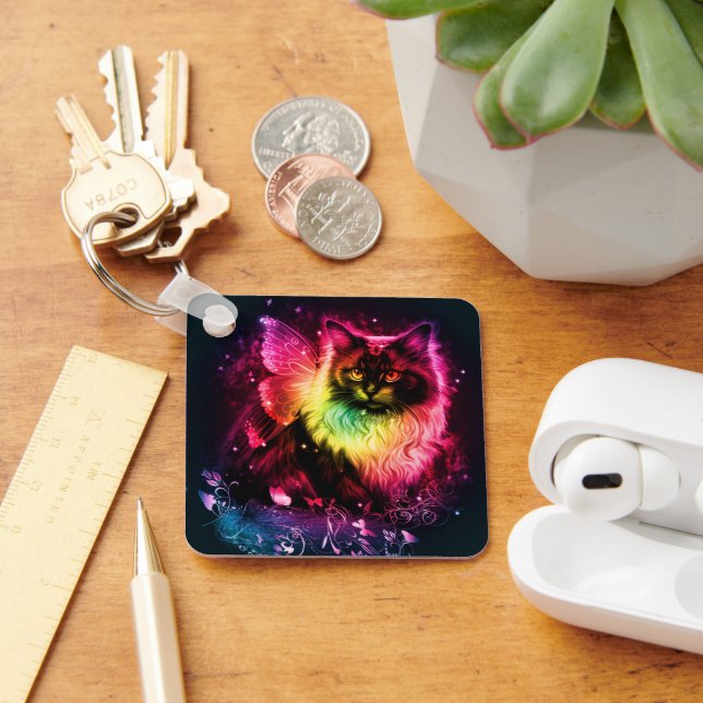 Colourful Butterfly Kitty Key Ring (Desk)