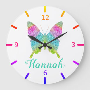 Colourful Butterfly Large Clock