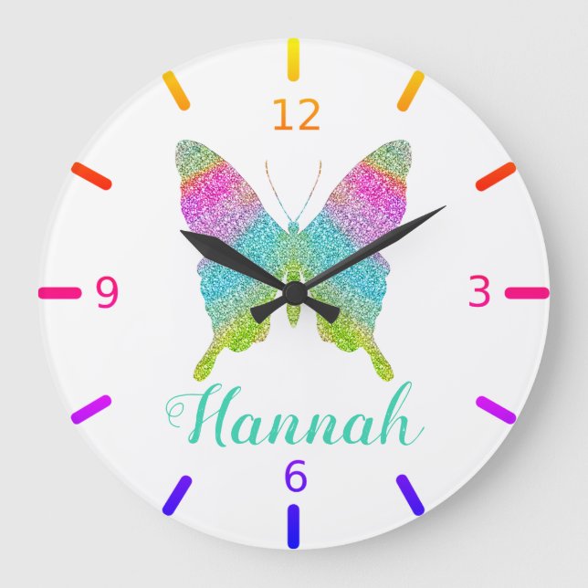 Colourful Butterfly Large Clock (Front)