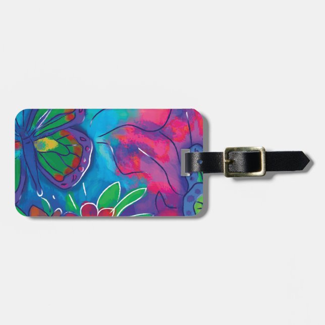 Colourful Butterfly Luggage Tag (Front Horizontal)