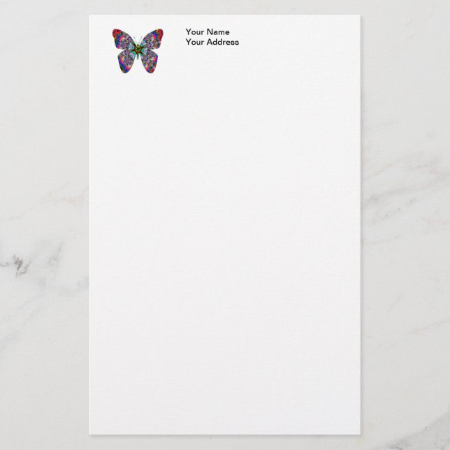 Colourful Butterfly Mandala Stationery (Front)