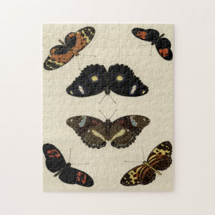Colourful Butterfly Medley on Cream Background Jigsaw Puzzle