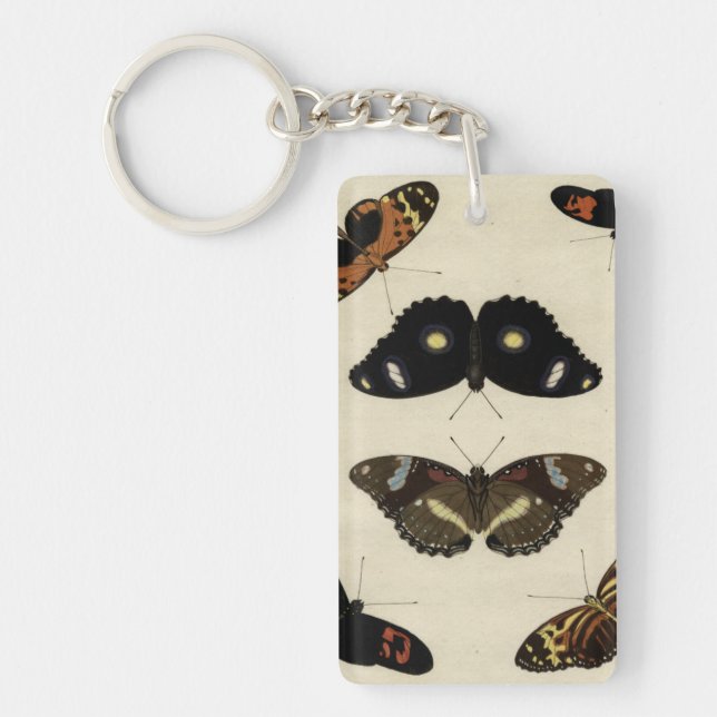 Colourful Butterfly Medley on Cream Background Key Ring (Front)