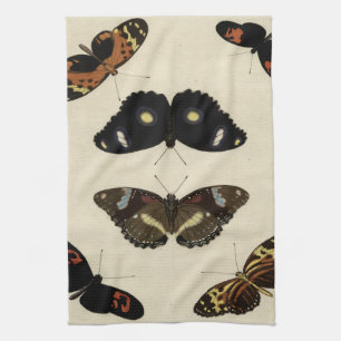 Colourful Butterfly Medley on Cream Background Tea Towel