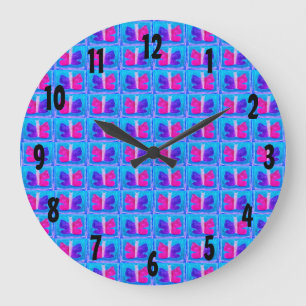 Colourful Butterfly Miami Filter Basic Large Clock