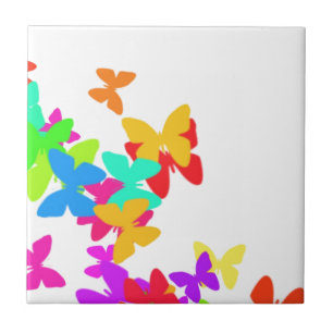 Colourful butterfly mosaic ceramic tile