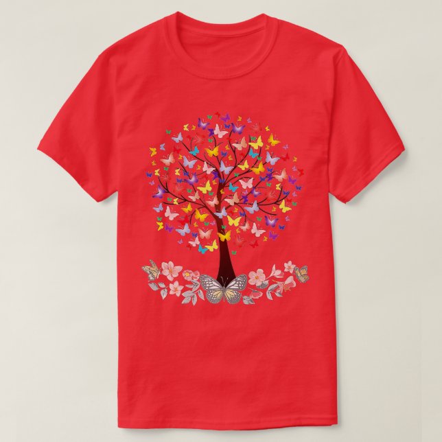 Colourful butterfly Nature Lover butterfly tree be T-Shirt (Design Front)