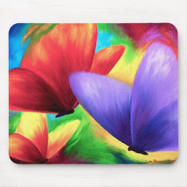 Colourful Butterfly Painting On Mousepad Art (Front)
