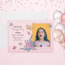 Colourful butterfly party birthday invitation