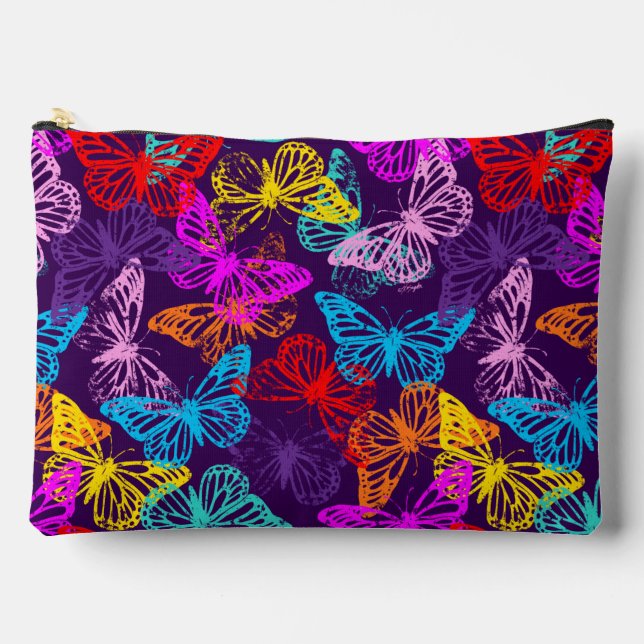 Colourful Butterfly Pattern Accessory Pouch (Front)