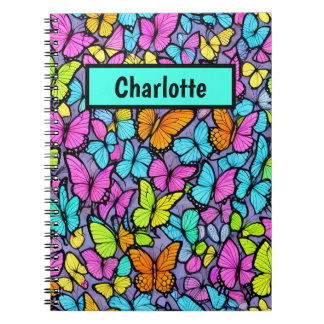 Colourful Butterfly Pattern Personalised Notebook