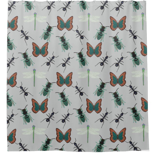 Colourful Butterfly Pattern Shower Curtain (Front)