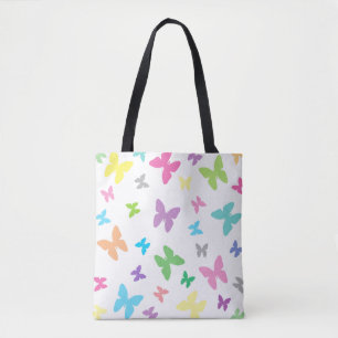 Colourful butterfly pattern tote bag