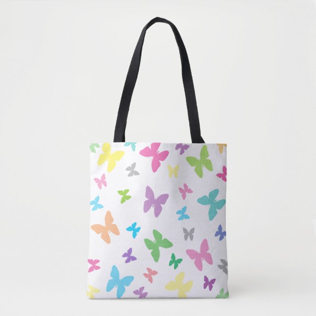 Colourful butterfly pattern tote bag (Front)