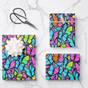 Colourful Butterfly Pattern Wrapping Paper Sheet