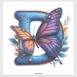 Colourful Butterfly Perched On Bright Blue Letter