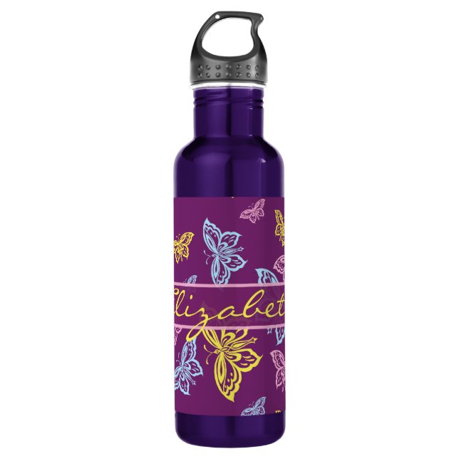 Colourful Butterfly Personalise Pattern 710 Ml Water Bottle (Front)