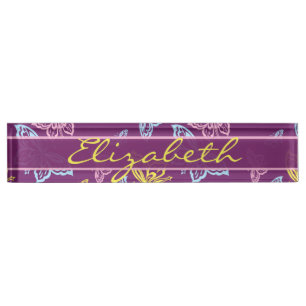 Colourful Butterfly Personalise Pattern Nameplate