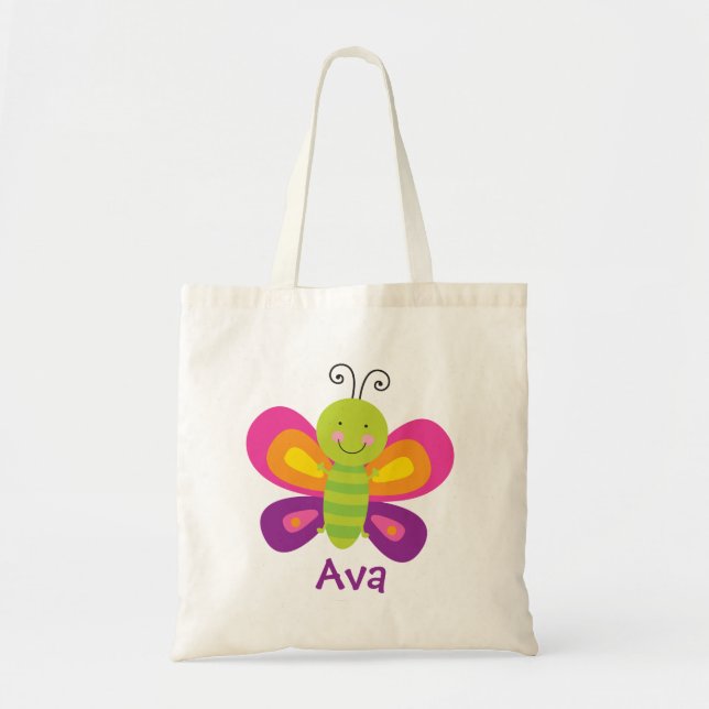 Colourful Butterfly Personalised Tote Bag (Front)