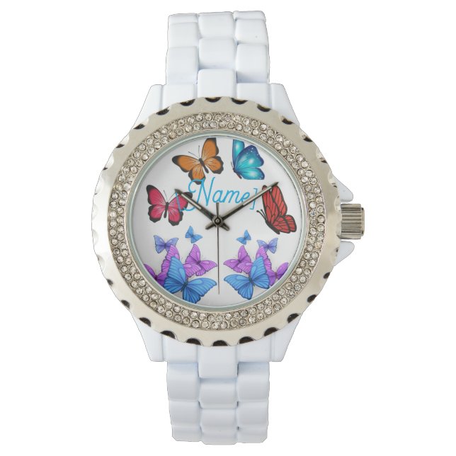 Colourful Butterfly Personalised Women's Watch (Front)