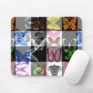 Colourful Butterfly Plaid Tartan Check Design Mouse Pad