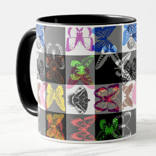 Colourful Butterfly Plaid Tartan Check Design  Mug