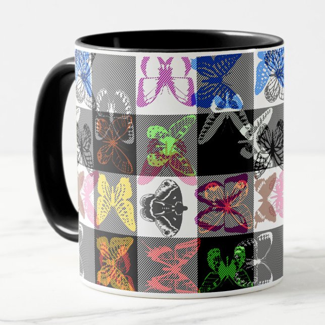 Colourful Butterfly Plaid Tartan Check Design  Mug (Creator Uploaded)