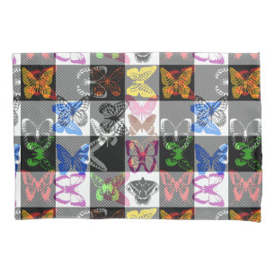 Colourful Butterfly Plaid Tartan Check Design Pillowcase