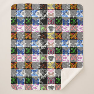 Colourful Butterfly Plaid Tartan Check Design Sherpa Blanket
