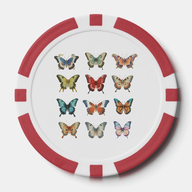 Colourful Butterfly Poker Chips (Front)
